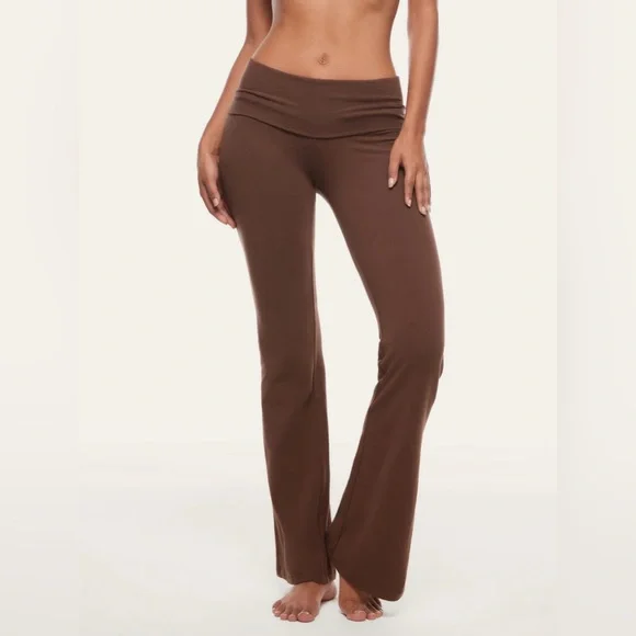 Brown Yoga pants fold over flare leggings - Picture 5 of 8
